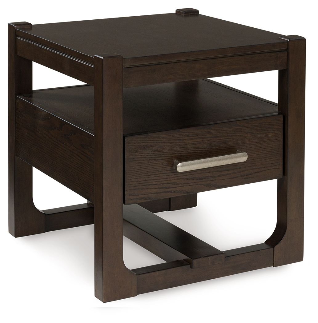 Breckington - Dark Brown - Square End Table - Hornell Furniture Outlet
