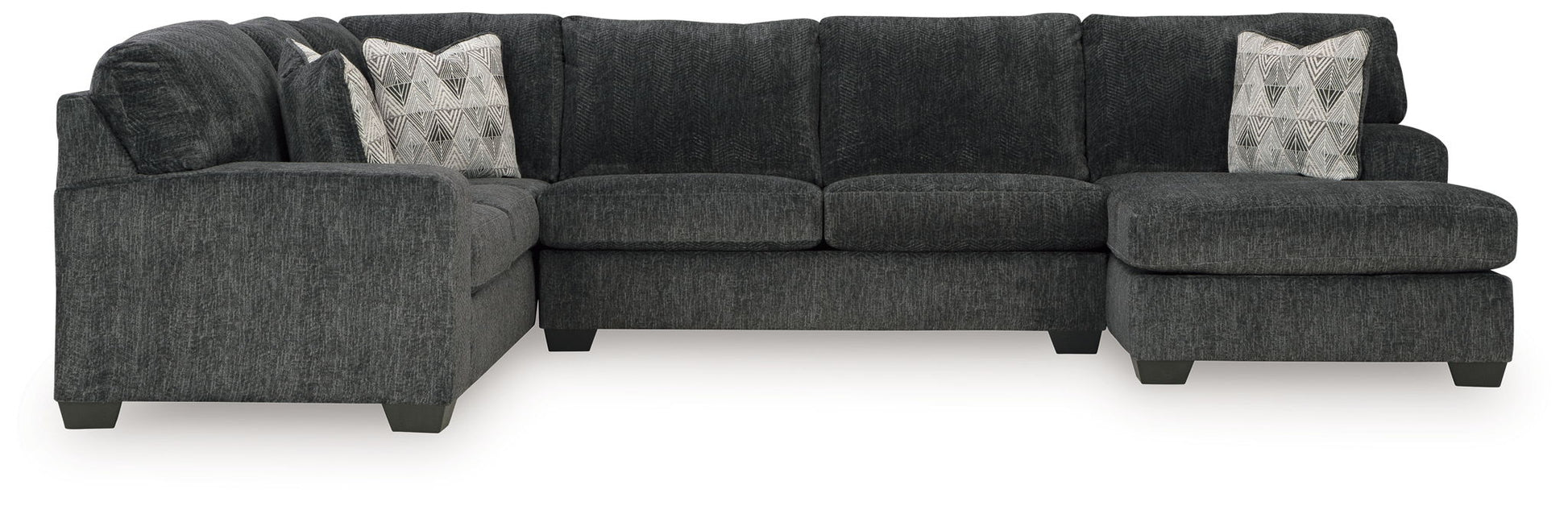 Hollyview - Shadow - 3 - Piece Sectional With Raf Corner Chaise - Hornell Furniture Outlet