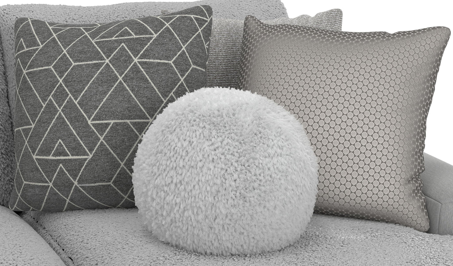 Canyon - 4 Piece Sectional With Cuddler Seat Cushions, Included Accent Pillows And Cocktail Ottoman (Right Side Facing Chaise) - Platinum - Hornell Furniture Outlet