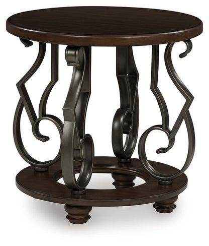 Frallyn - Dark Brown - Round End Table - Hornell Furniture Outlet