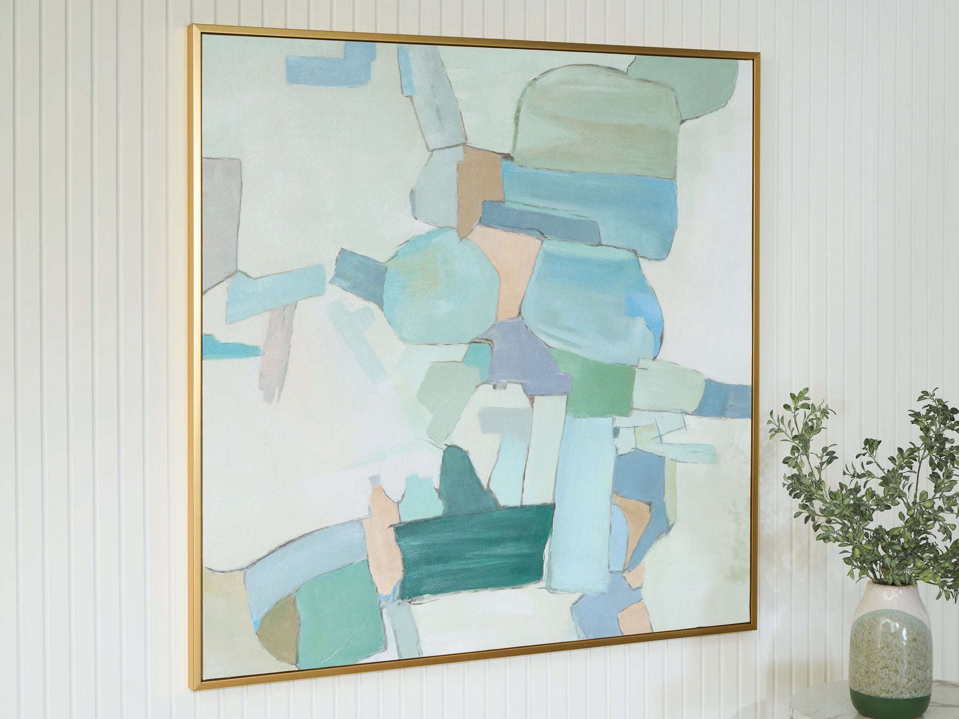 Wynburn - White / Blue / Green - Wall Art - Hornell Furniture Outlet