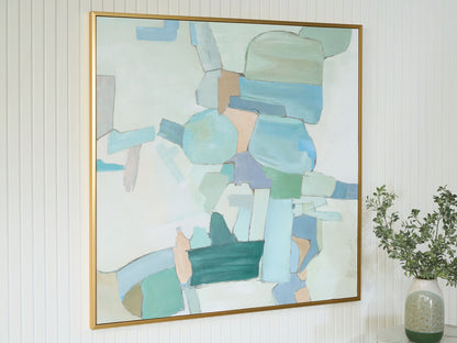 Wynburn - White / Blue / Green - Wall Art - Hornell Furniture Outlet