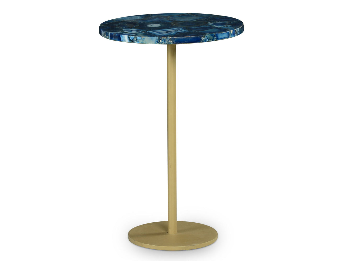 Oceana - Agate Top Round Chairside Table - Blue - Hornell Furniture Outlet