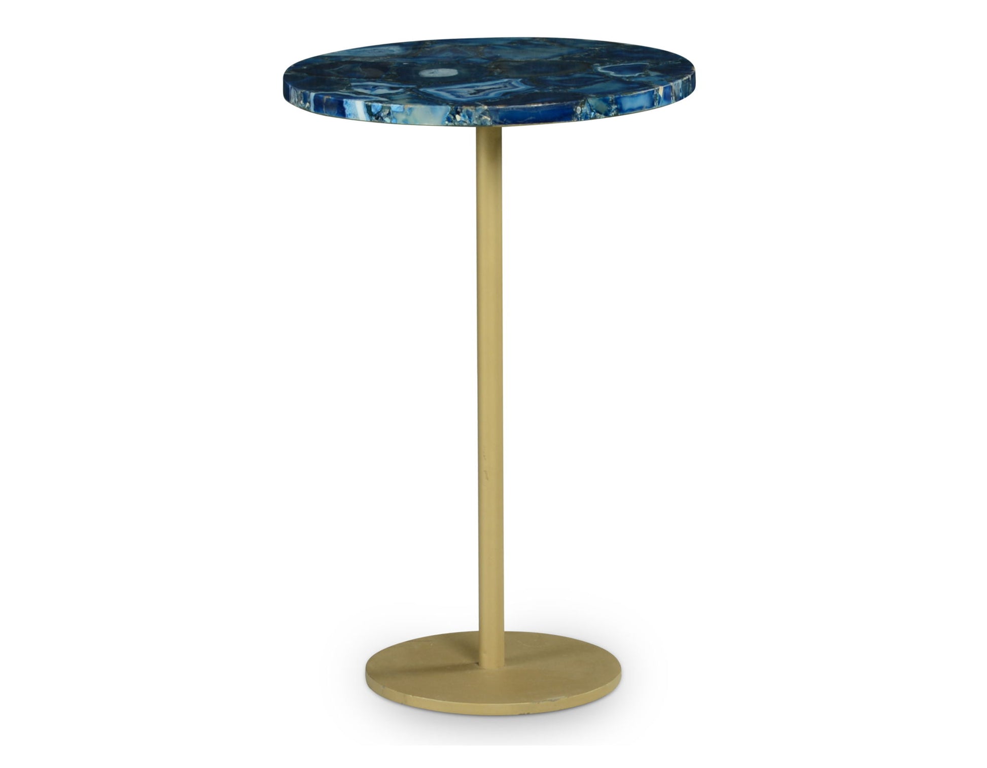 Oceana - Agate Top Round Chairside Table - Blue - Hornell Furniture Outlet