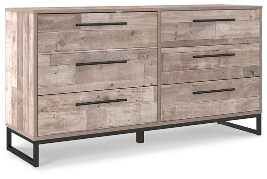 Neilsville - Six Drawer Dresser - Vinyl - Wrapped - Whitewash - Hornell Furniture Outlet