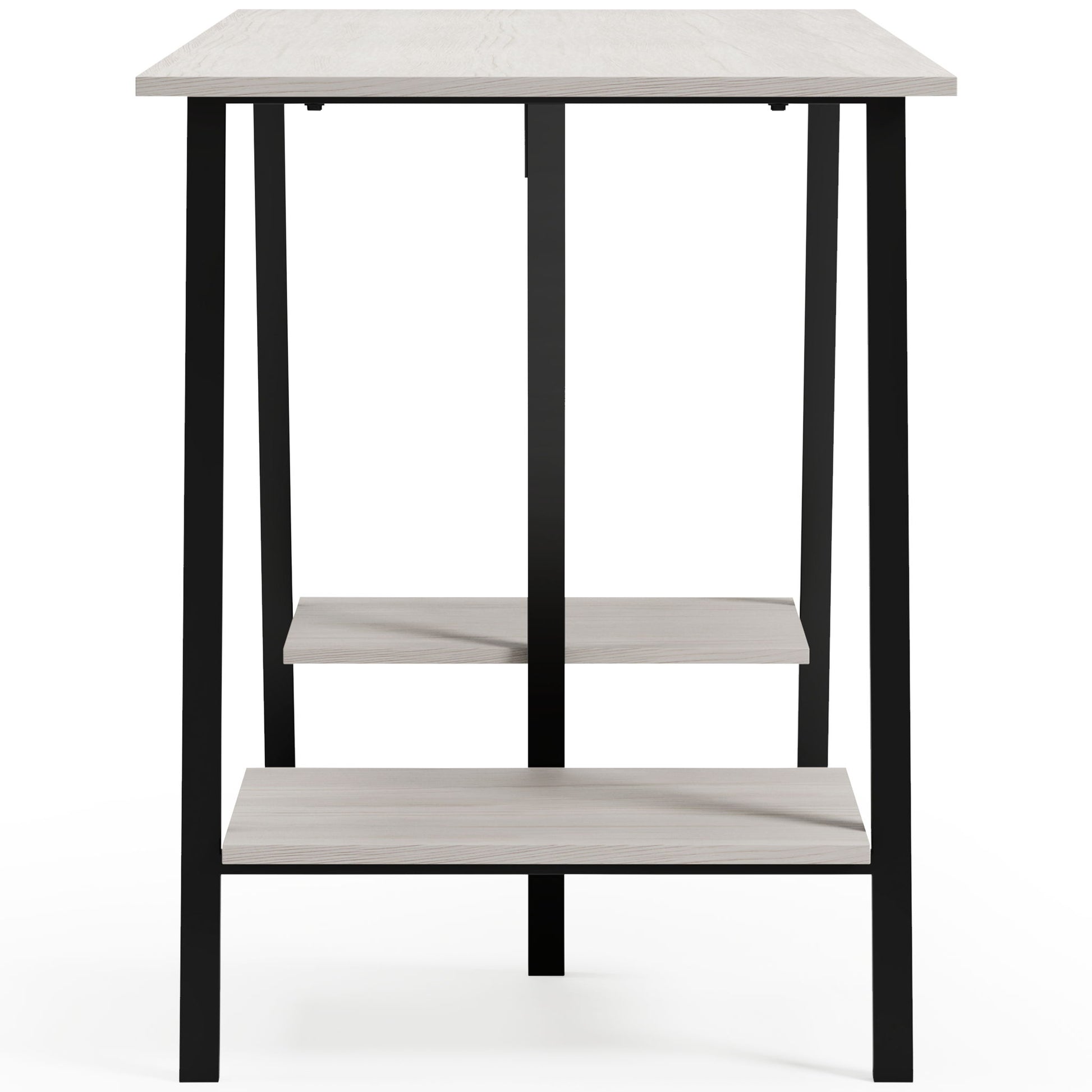 Bayflynn - White / Black - Home Office Desk - 2 Fixed Shelves - Hornell Furniture Outlet