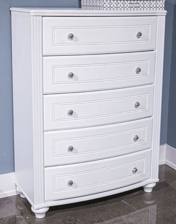 Kozlani - White - Five Drawer Chest - Hornell Furniture Outlet