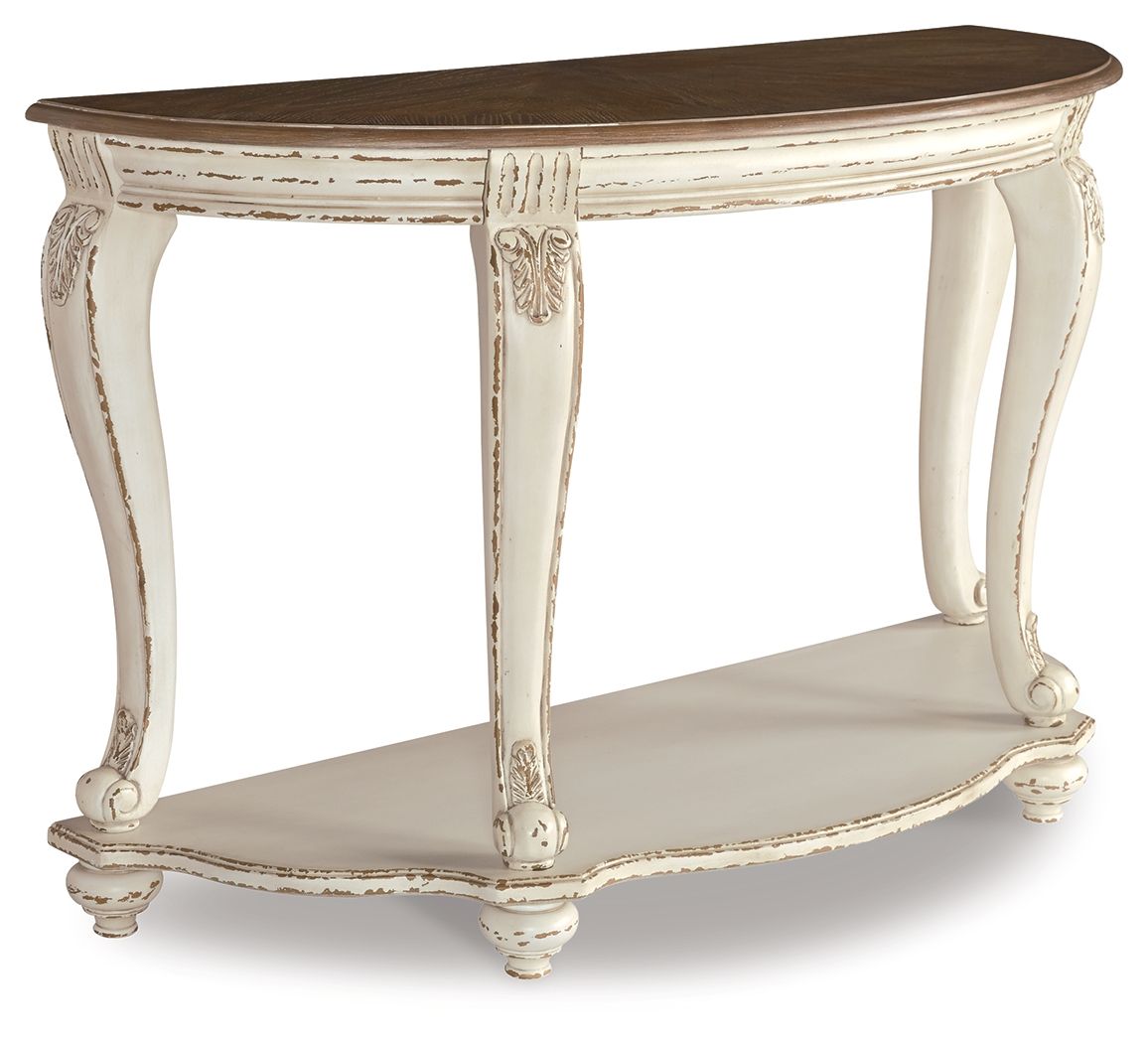 Realyn - Sofa Table - White / Brown - Hornell Furniture Outlet