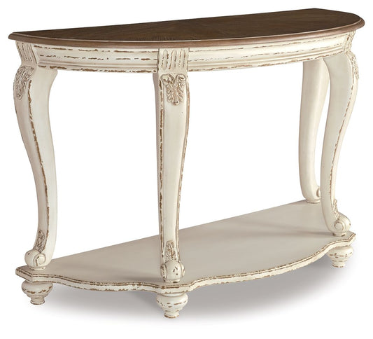 Realyn - Sofa Table - White / Brown - Hornell Furniture Outlet