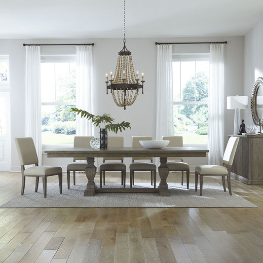 Westfield - 7 Piece Trestle Table Set - Light Brown - Hornell Furniture Outlet