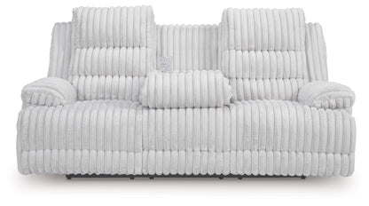 Rhines Falls - Alloy - Reclining Power Sofa With Drop Down Table - Hornell Furniture Outlet