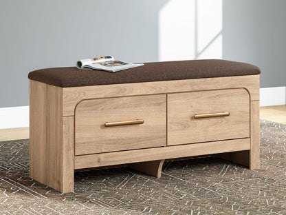 Kinlanni - Bedroom Upholstered Storage Bench - Tan / Brown - Hornell Furniture Outlet