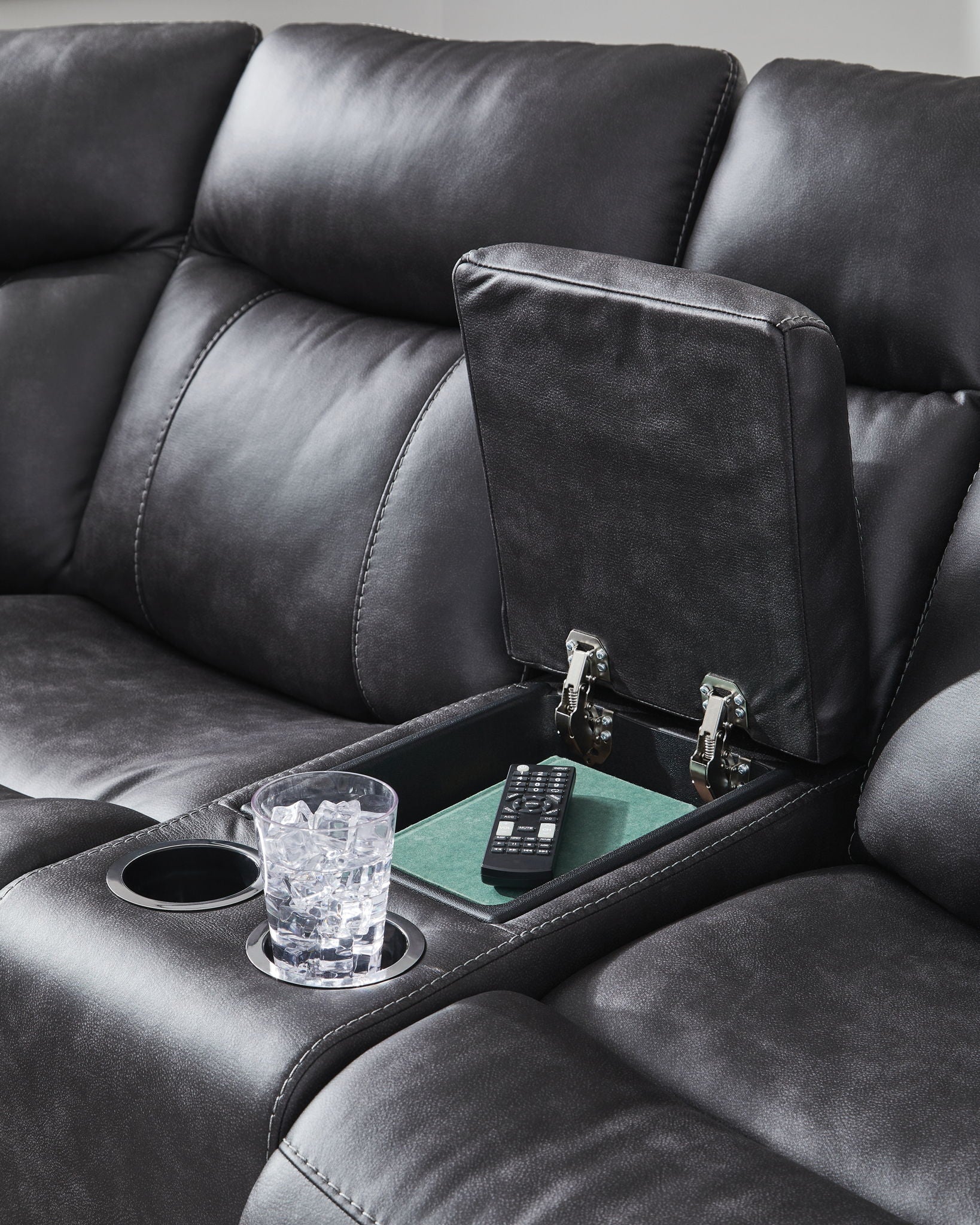 Sultan Meadow - Carbon - 2 - Piece Reclining Sectional - Hornell Furniture Outlet