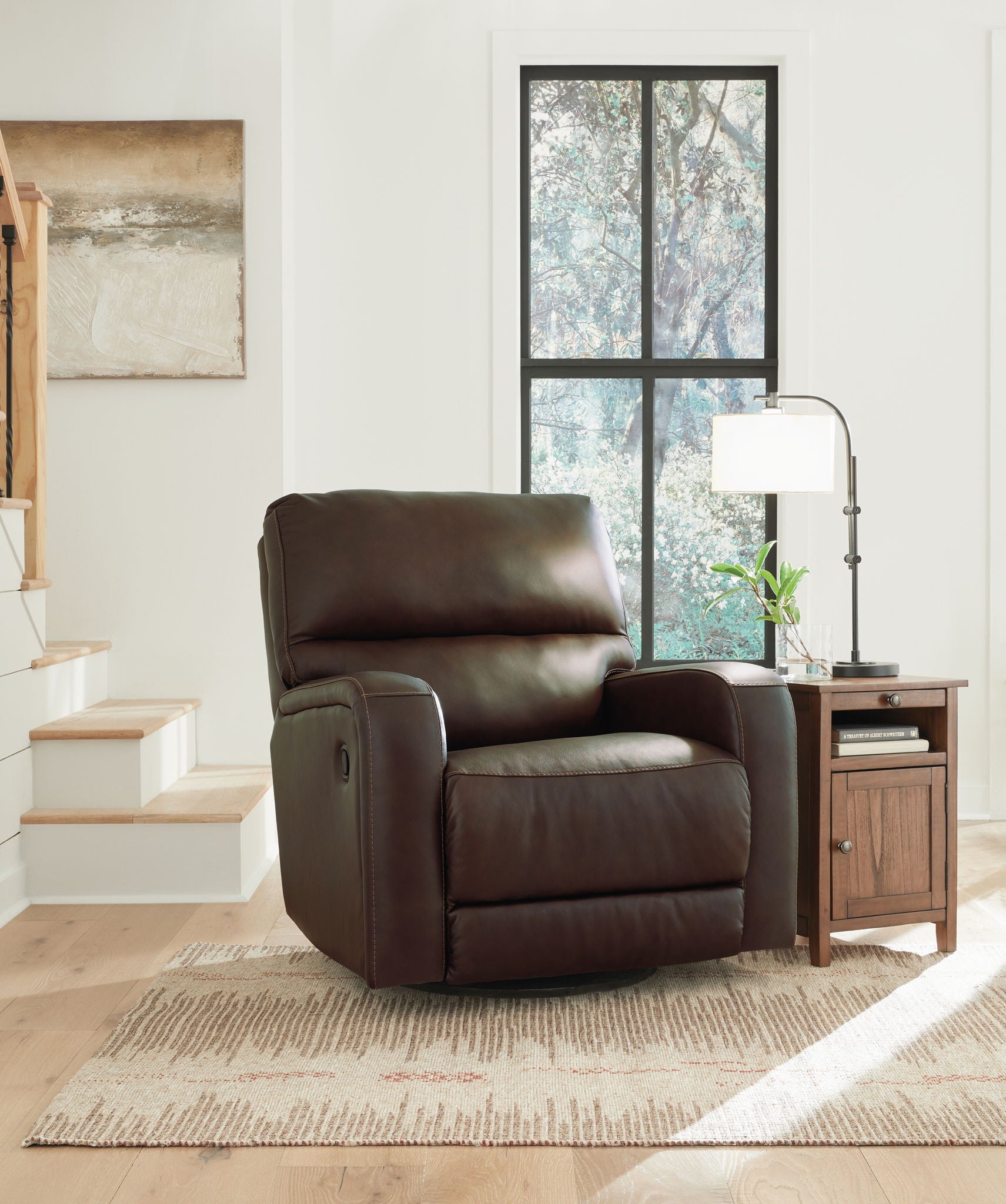 Emberla - Coffee - Swivel Glider Recliner - Hornell Furniture Outlet
