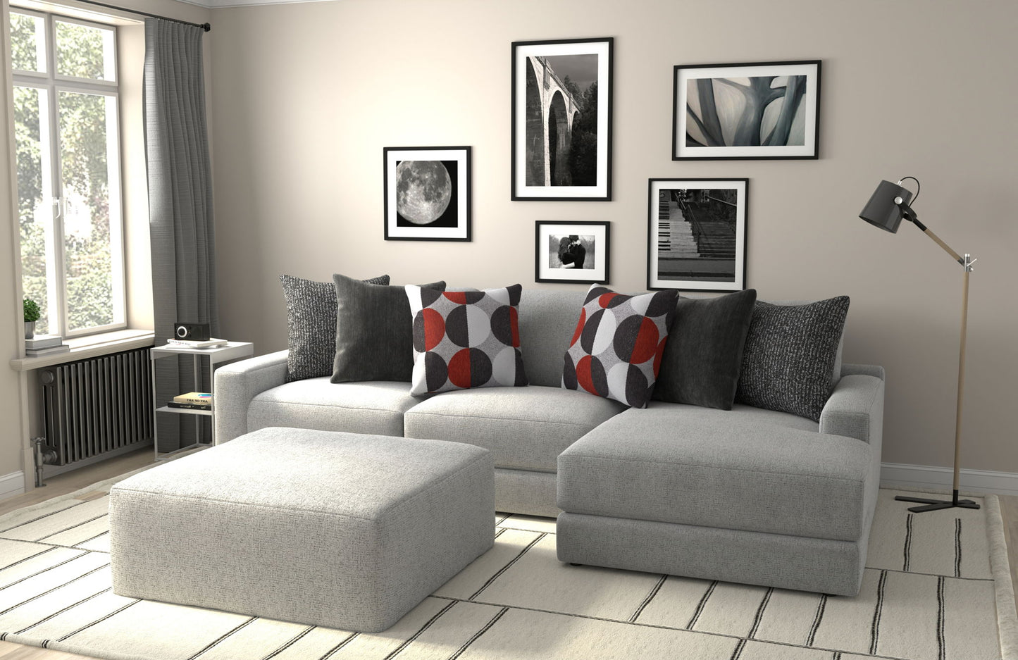 Arlo - Oversized Sofa Chaise With Cocktail Ottoman - Hornell Furniture Outlet