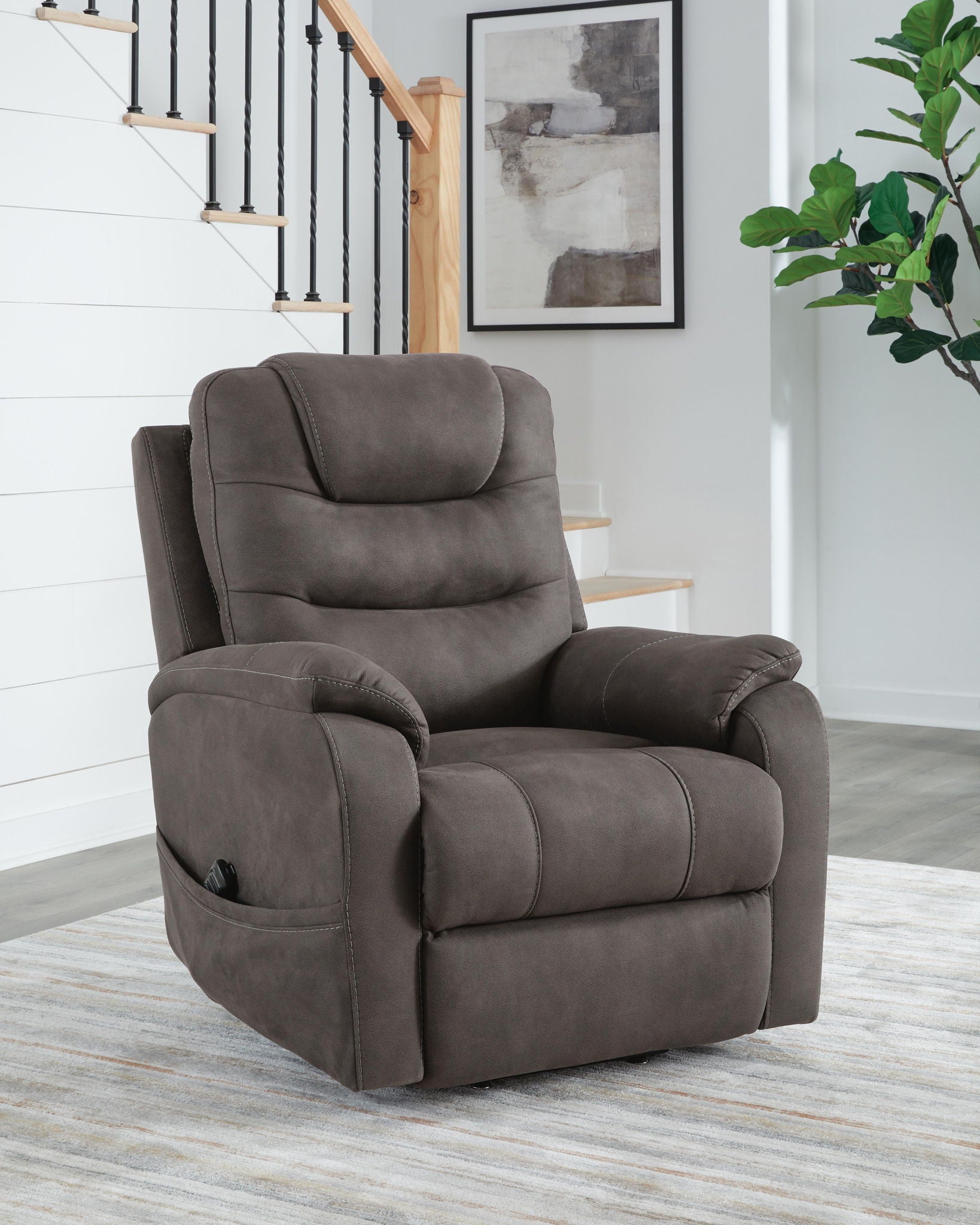 Snowfield - Power Lift Recliner - Gunmetal - Hornell Furniture Outlet