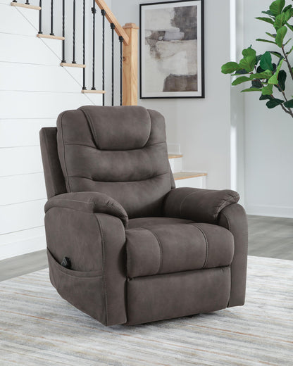 Snowfield - Power Lift Recliner - Gunmetal - Hornell Furniture Outlet