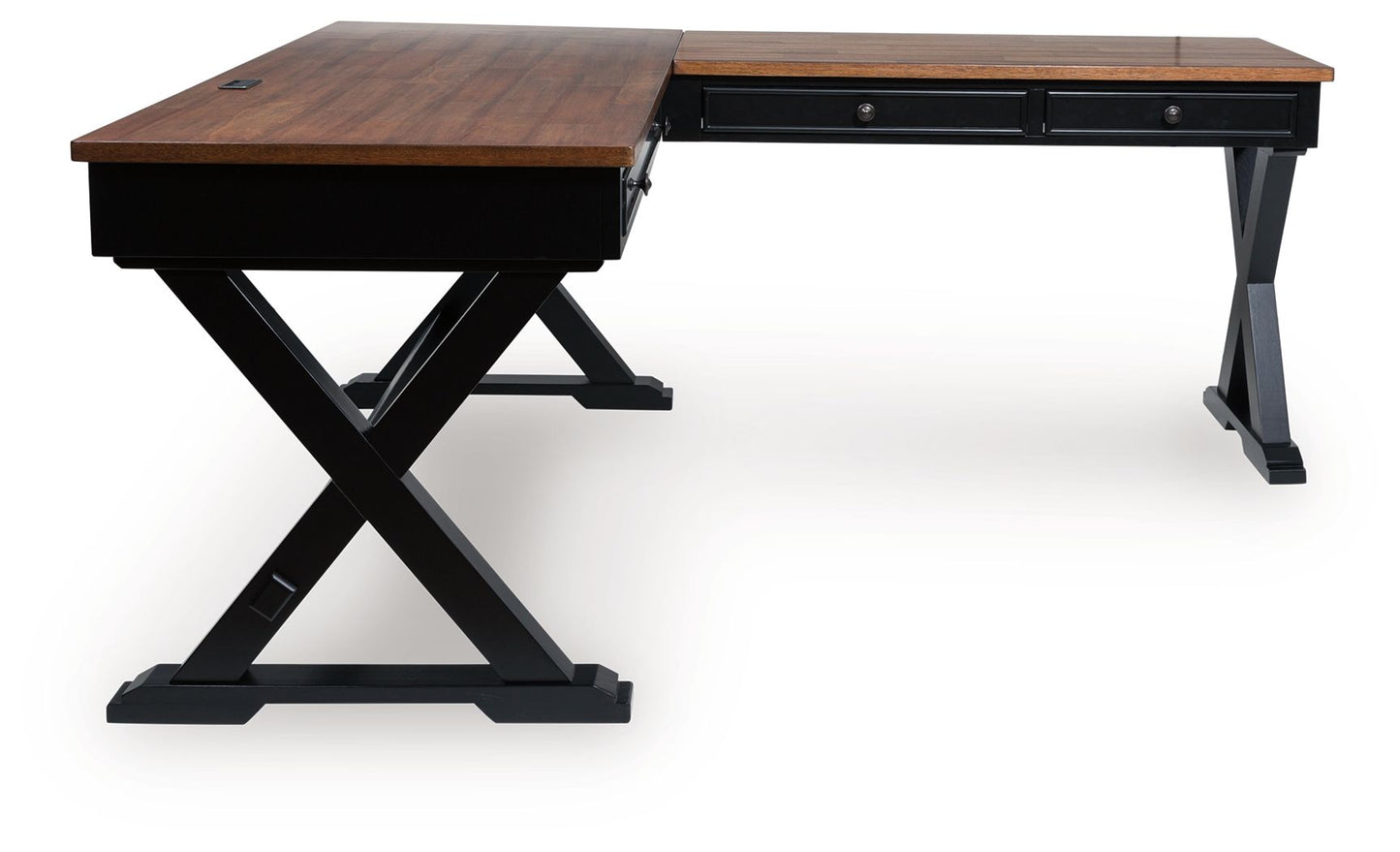 Wildenauer - Brown / Black - Home Office Desk And Return - Hornell Furniture Outlet