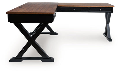 Wildenauer - Brown / Black - Home Office Desk And Return - Hornell Furniture Outlet