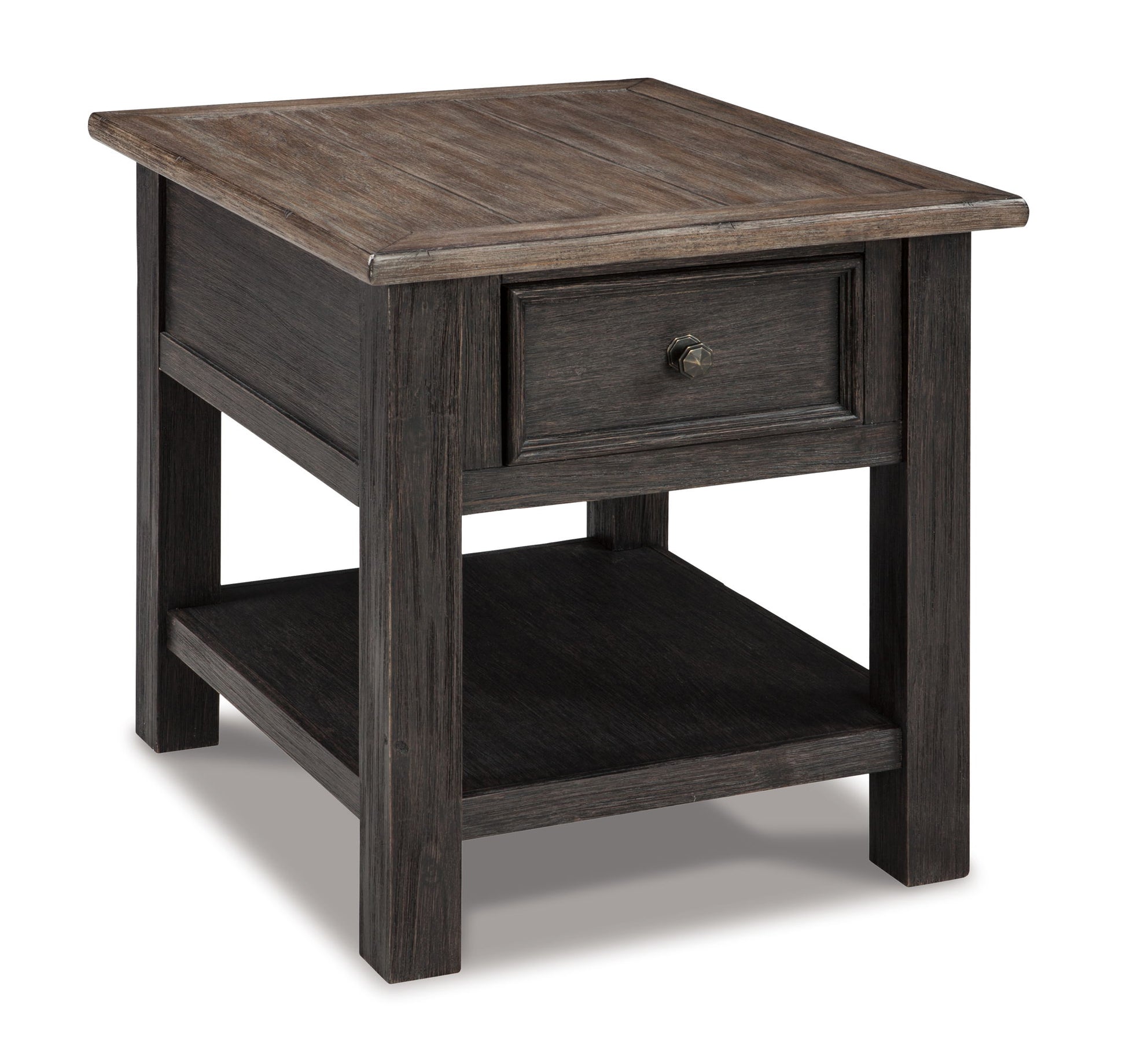 Tyler Creek - Grayish Brown / Black - Rectangular End Table - Hornell Furniture Outlet