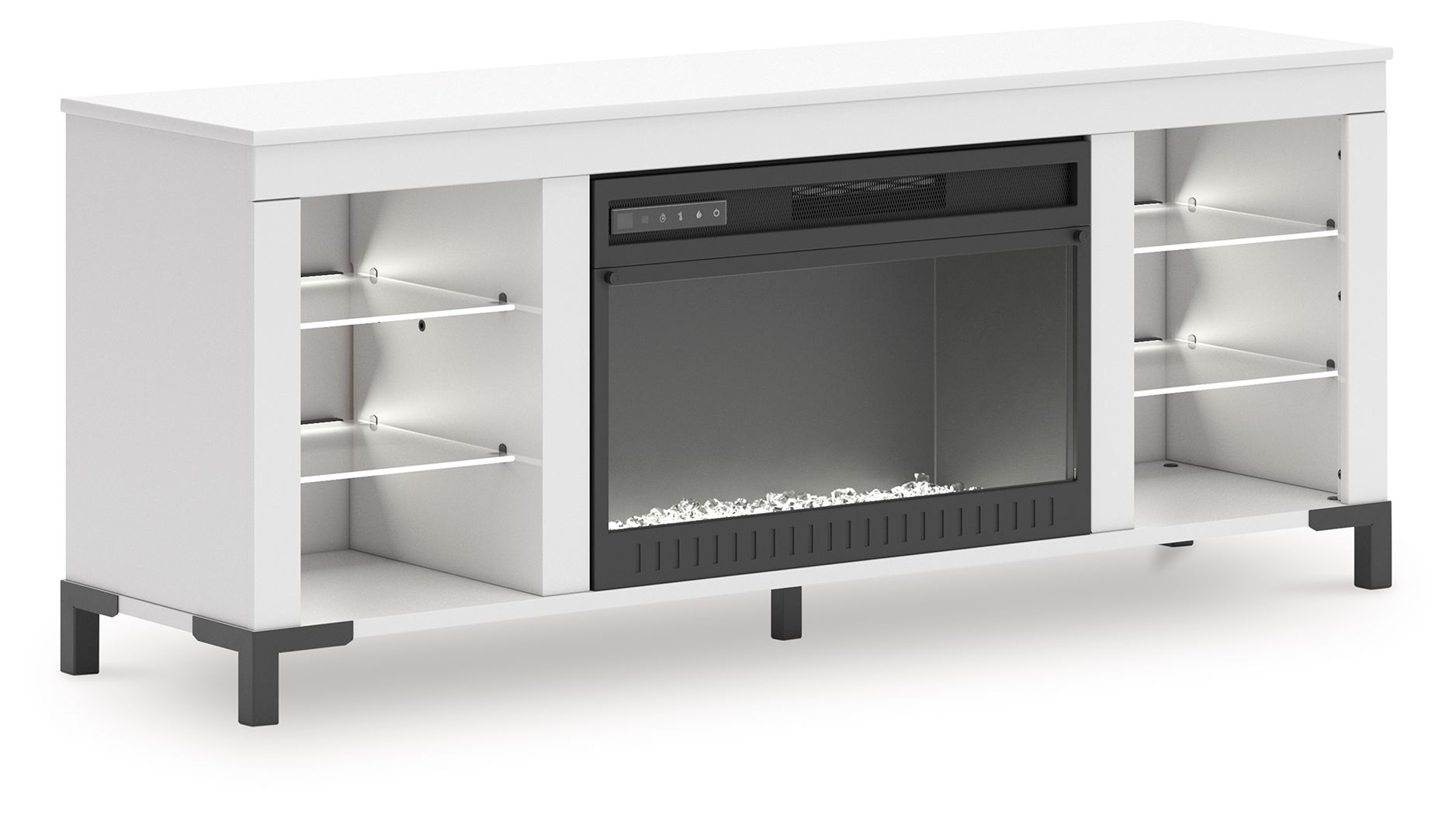 Brollevi - White - TV Stand With Fireplace - Hornell Furniture Outlet