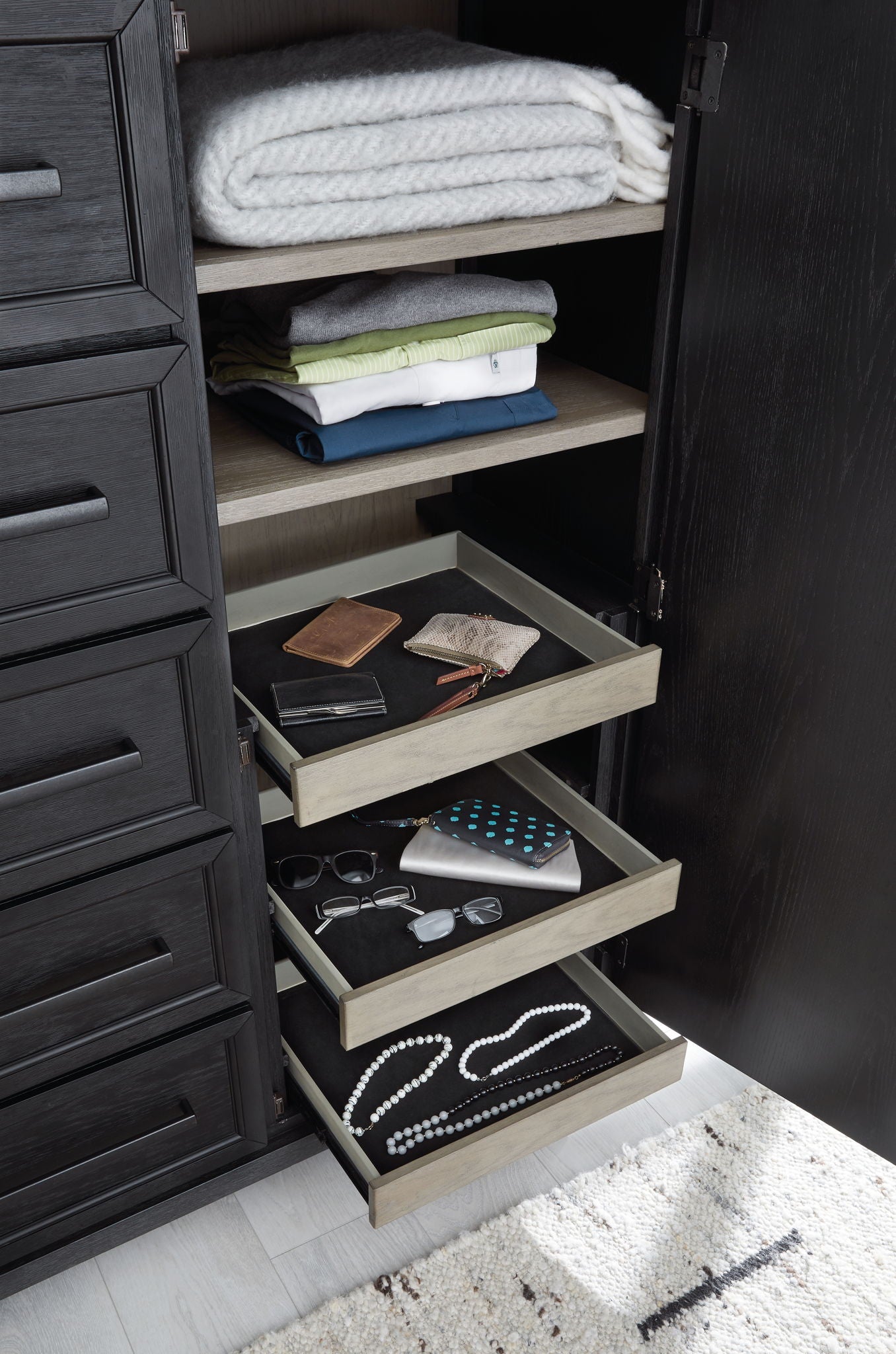 Foyland - Black / Brown - Door Chest - Hornell Furniture Outlet