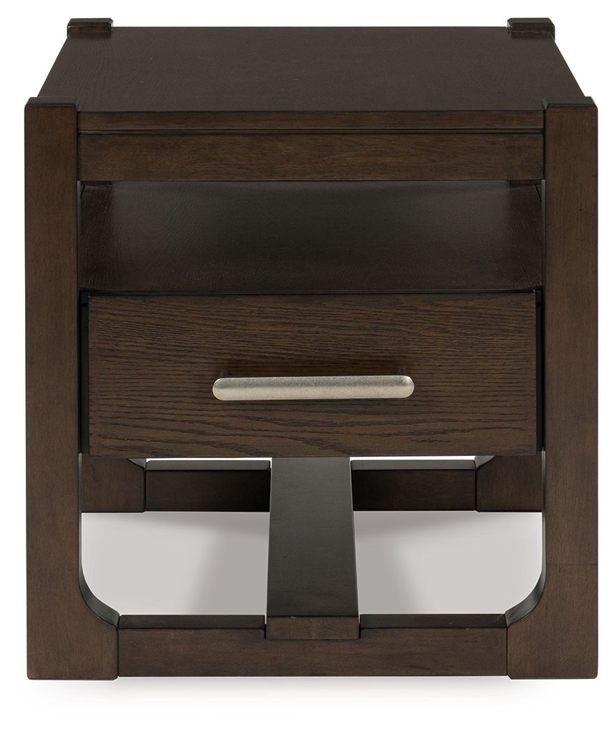 Breckington - Dark Brown - Square End Table - Hornell Furniture Outlet