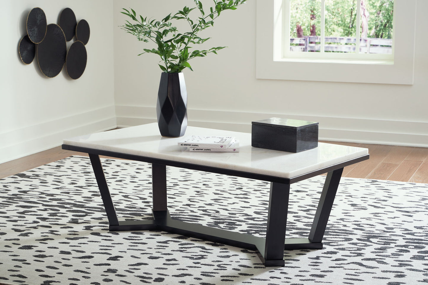 Fostead - White / Espresso - Rectangular Cocktail Table - Hornell Furniture Outlet