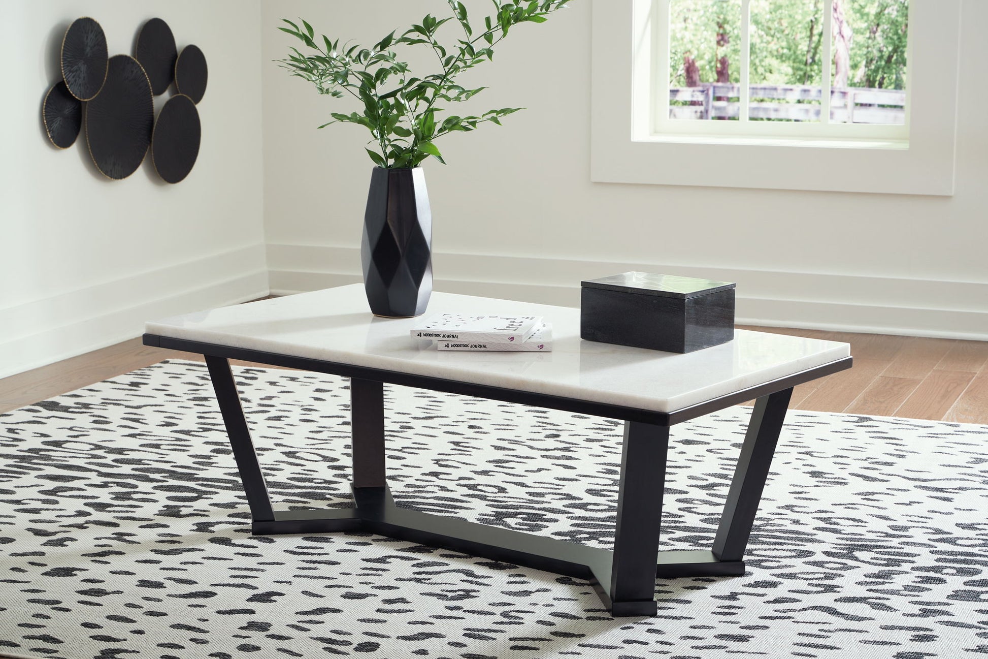 Fostead - White / Espresso - Rectangular Cocktail Table - Hornell Furniture Outlet