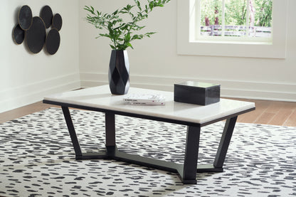 Fostead - White / Espresso - Rectangular Cocktail Table - Hornell Furniture Outlet
