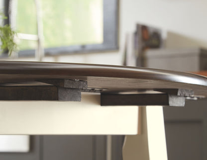 Woodanville - Cream / Brown - Round DRM Drop Leaf Table - Hornell Furniture Outlet