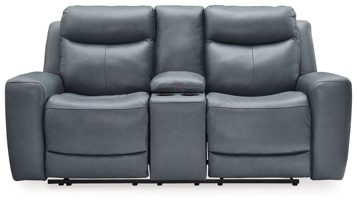Mindanao - Power Reclining Loveseat With Console /Adj Hdrst - Hornell Furniture Outlet