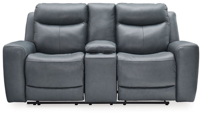 Mindanao - Power Reclining Loveseat With Console /Adj Hdrst - Hornell Furniture Outlet