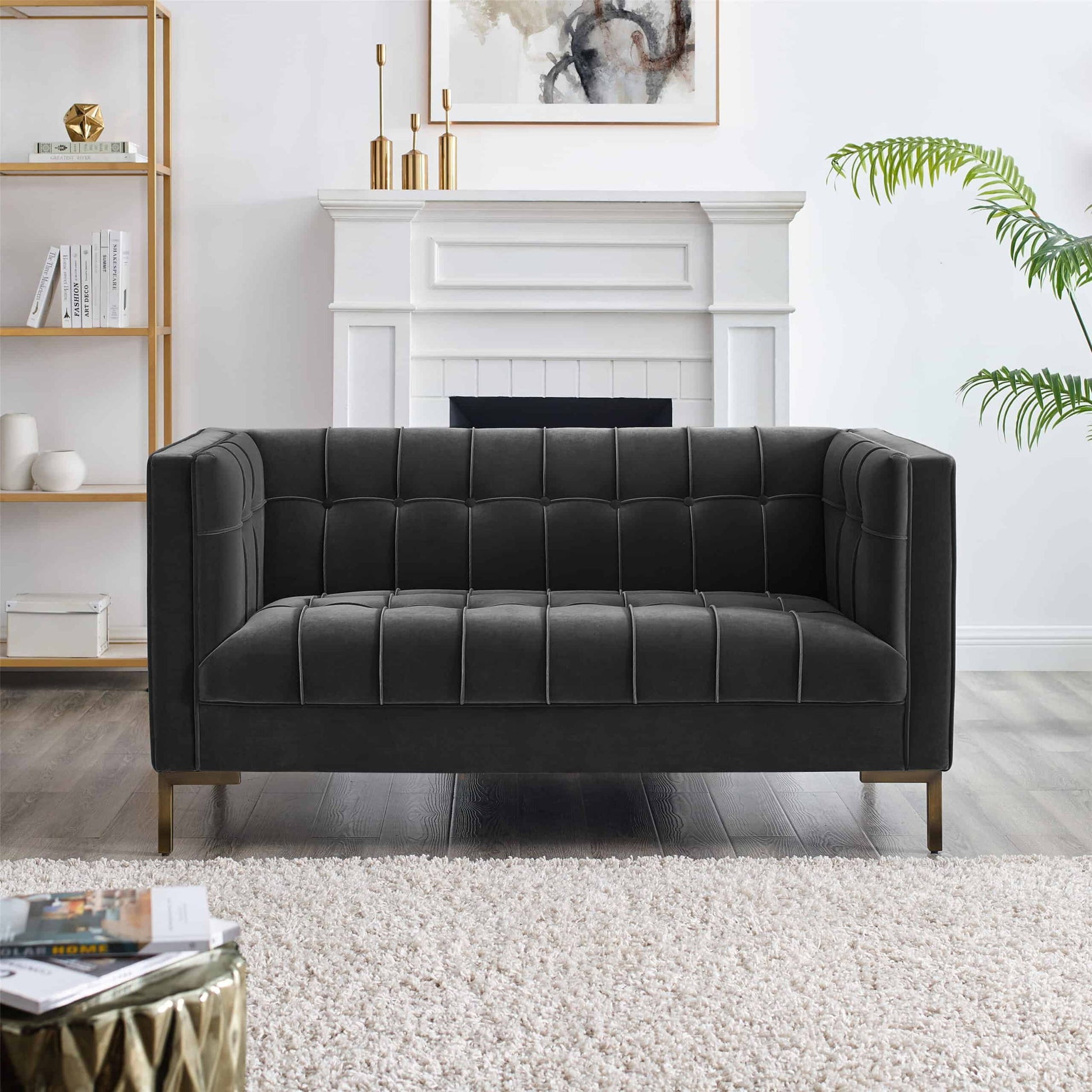 Isaac - Stitch Velvet Loveseat - Hornell Furniture Outlet