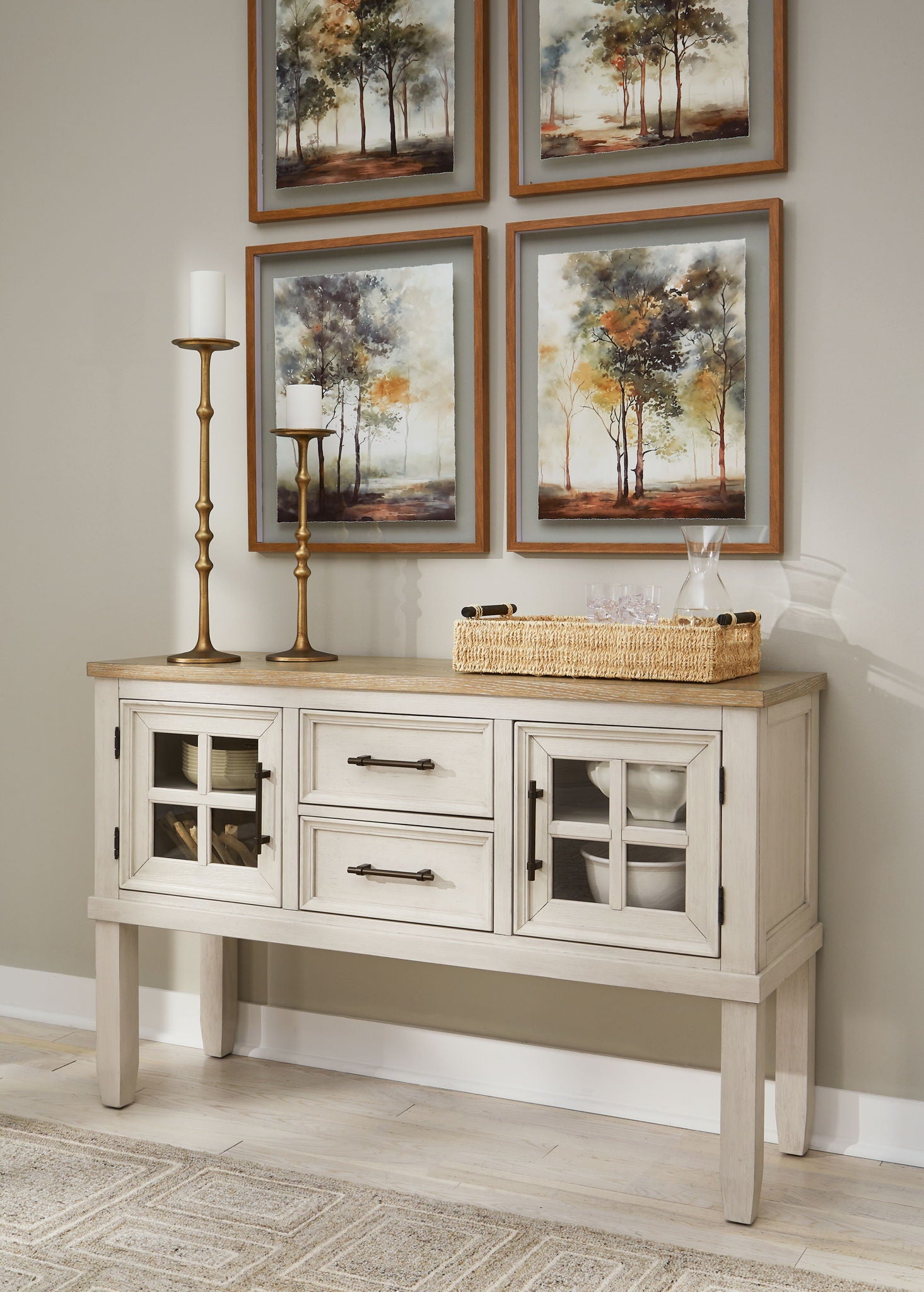 Shaybrock - Antique White / Brown - Dining Room Server - Hornell Furniture Outlet
