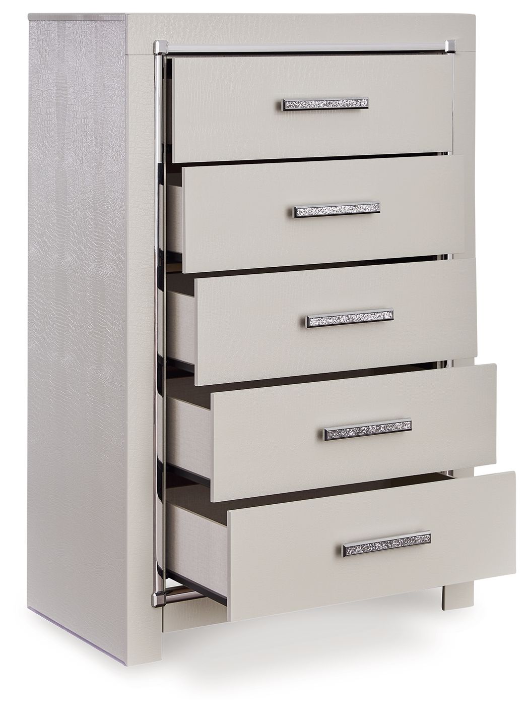 Zyniden - Silver - Five Drawer Chest - Hornell Furniture Outlet
