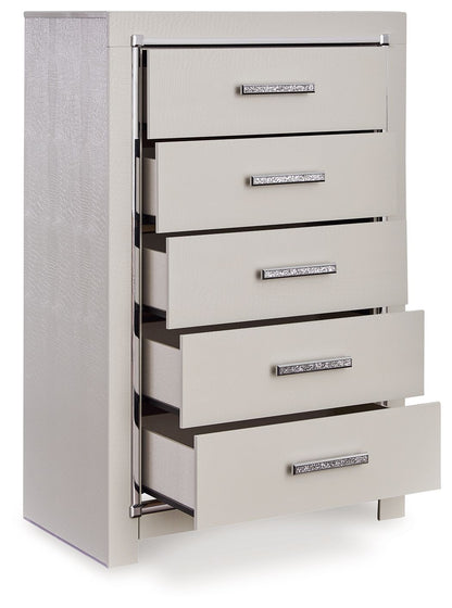 Zyniden - Silver - Five Drawer Chest - Hornell Furniture Outlet