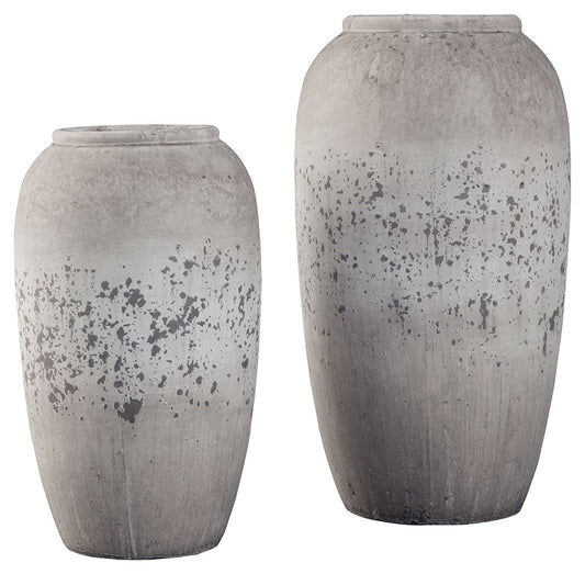 Dimitra - Brown / Cream - Vase Set (Set of 2) - Hornell Furniture Outlet