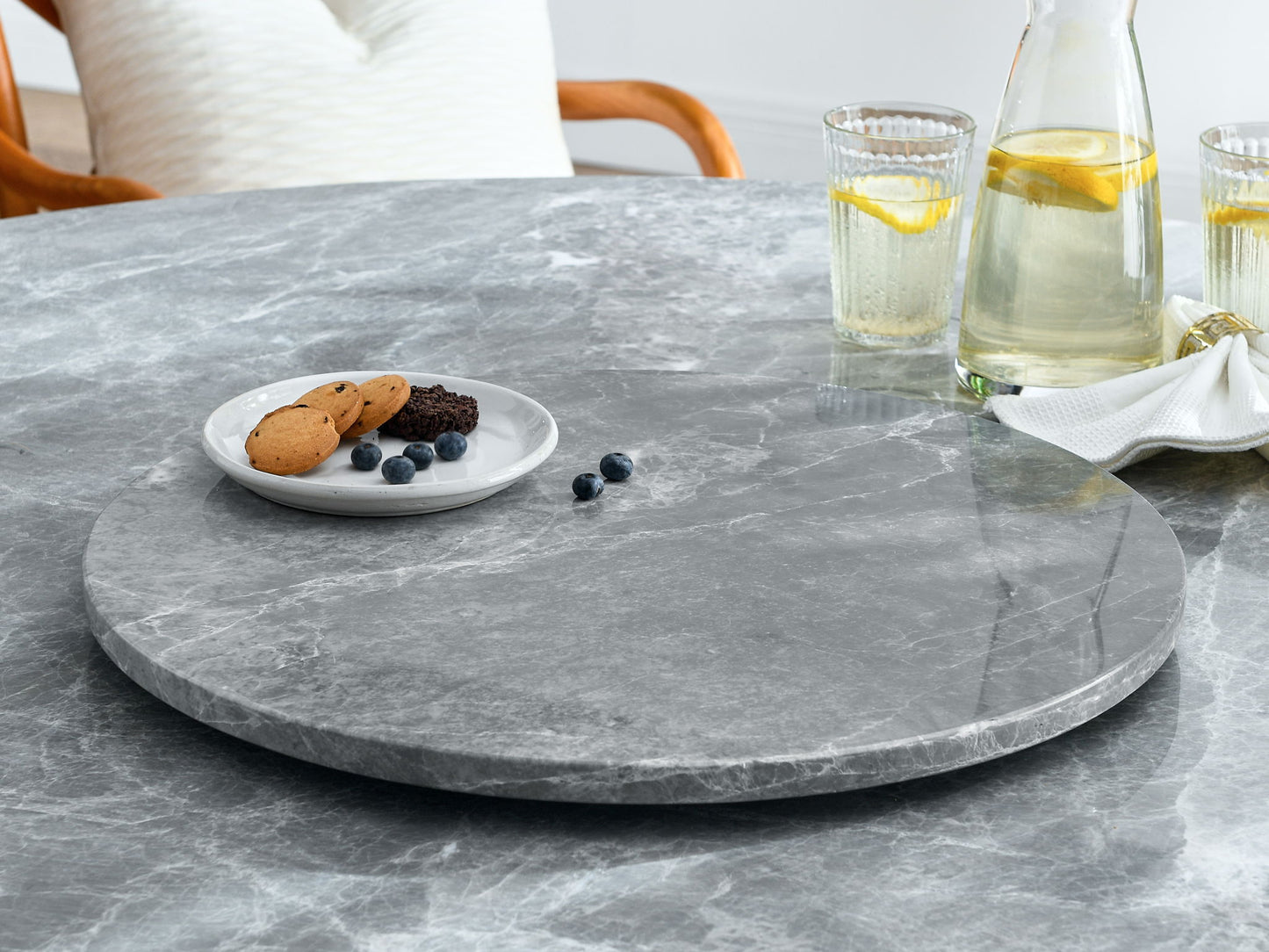Kaza - Marble Lazy Susan - Gray - Hornell Furniture Outlet