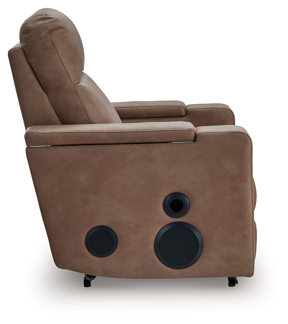 Lorrenton - Caramel - Glider Power Recliner With Audio System - Hornell Furniture Outlet