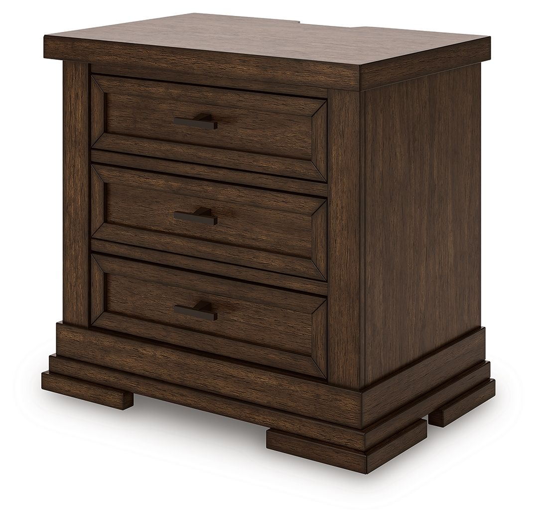 Taffenbrook - Medium Brown - Three Drawer Night Stand - Hornell Furniture Outlet