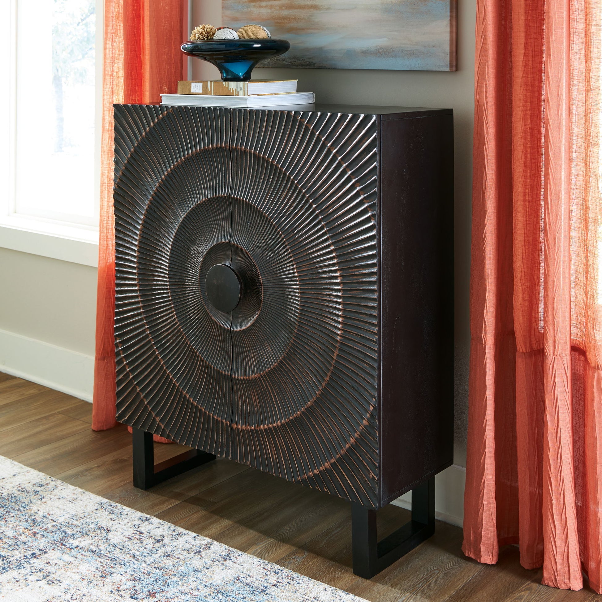 Fosterman - Distressed Black - Accent Cabinet - Hornell Furniture Outlet