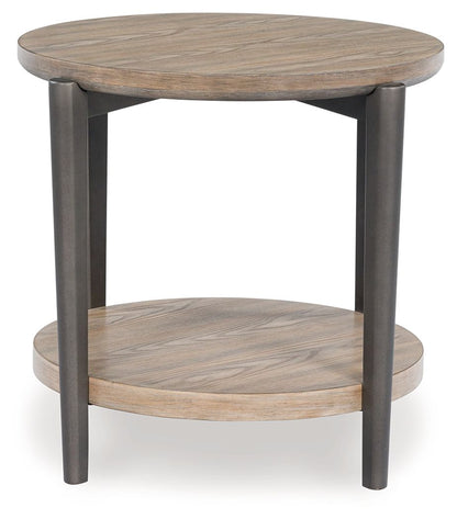 Dyonton - Light Grayish Brown - Round End Table - Hornell Furniture Outlet
