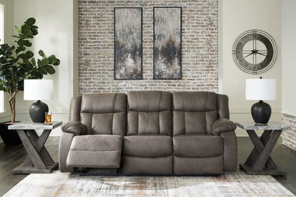 First Base - Gunmetal - Reclining Sofa - Hornell Furniture Outlet