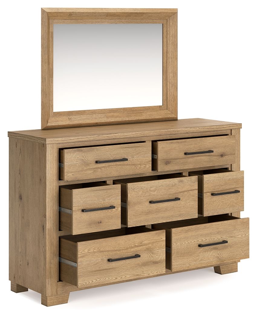 Galliden - Light Brown - Dresser And Mirror - Hornell Furniture Outlet