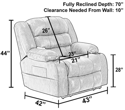 Tucker - Power Lift Recliner With Heat & Massage - Steel - Hornell Furniture Outlet