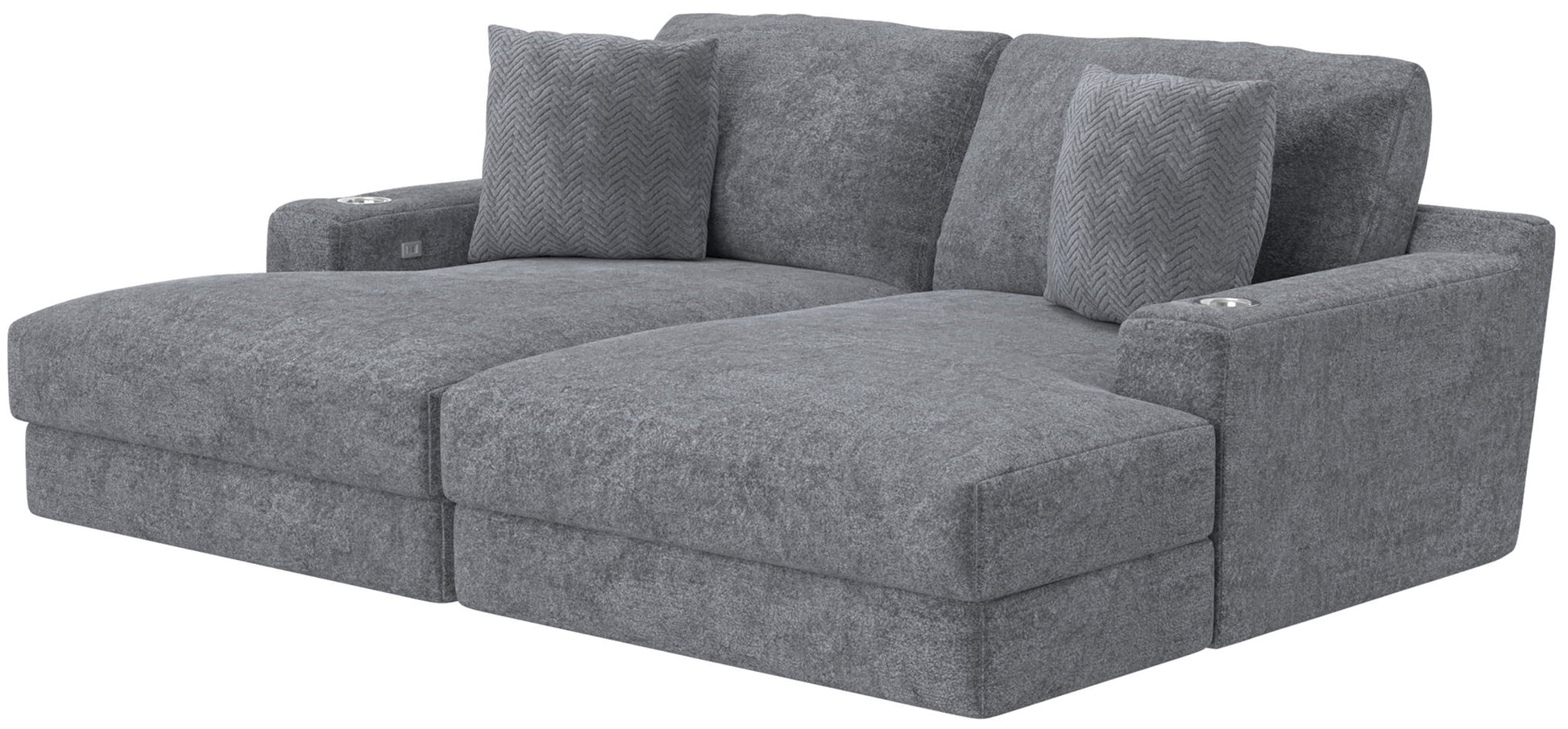 Cozy - 2 Piece Double Wide Chaise With USB Charging Ports - Hornell Furniture Outlet