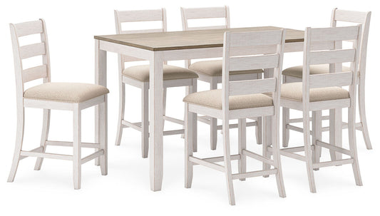 Skempton - White / Light Brown - Counter Height Dining Table and Bar Stools (Set of 7) - Hornell Furniture Outlet