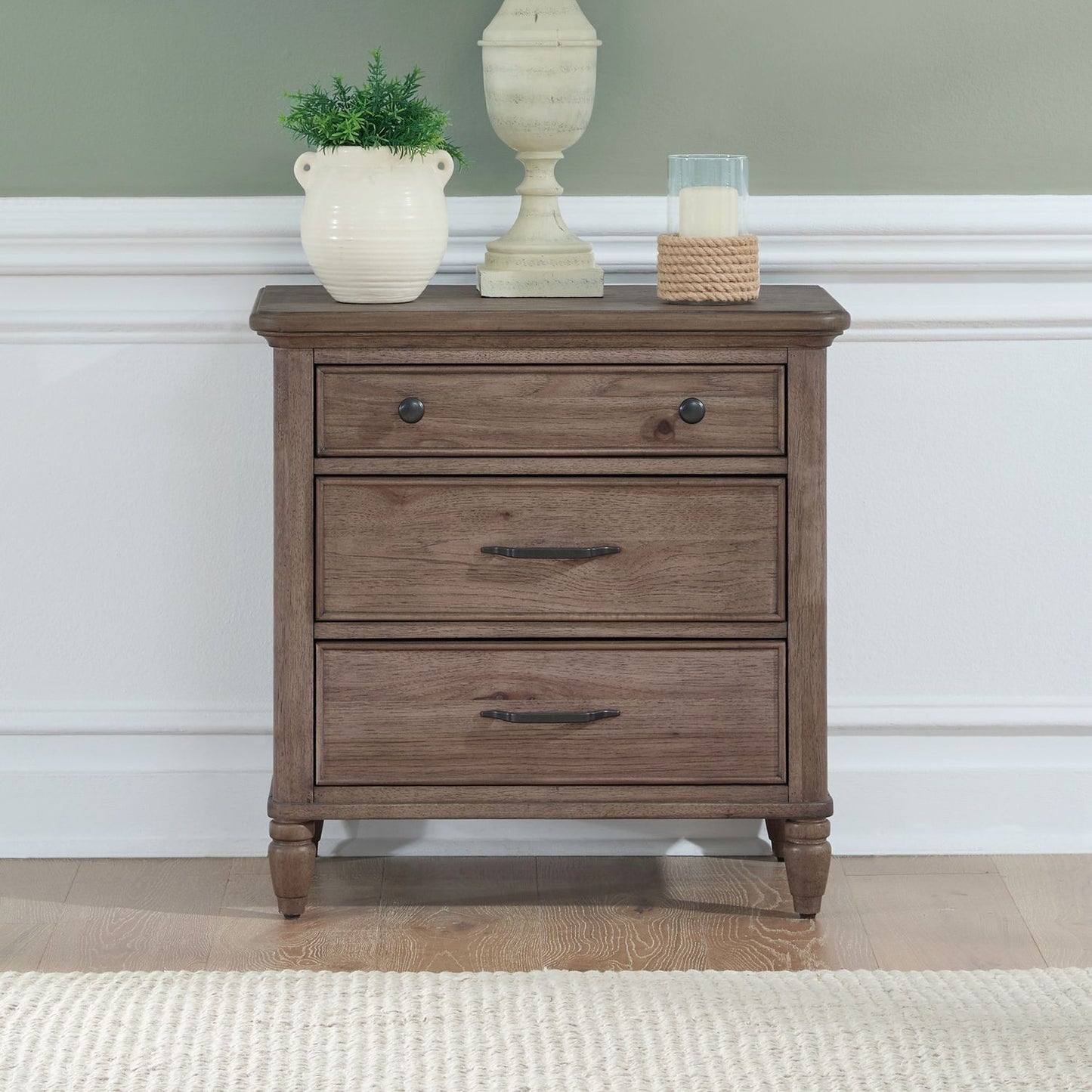 Hickory Grove - Nightstand With Charging Station - Heirloom Brown - Hornell Furniture Outlet
