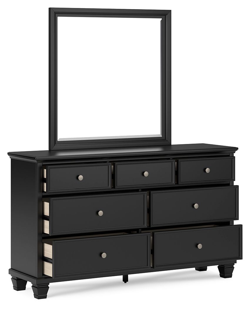 Lanolee - Black - Dresser And Mirror - Hornell Furniture Outlet